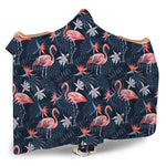 Dark Tropical Flamingo Pattern Print Hooded Blanket