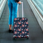 Dark Tropical Flamingo Pattern Print Luggage Cover