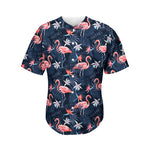 Dark Tropical Flamingo Pattern Print Men's Baseball Jersey