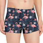 Dark Tropical Flamingo Pattern Print Men's Boxer Briefs