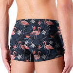Dark Tropical Flamingo Pattern Print Men's Boxer Briefs