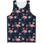 Dark Tropical Flamingo Pattern Print Men's Tank Top