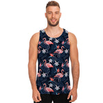 Dark Tropical Flamingo Pattern Print Men's Tank Top