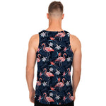 Dark Tropical Flamingo Pattern Print Men's Tank Top