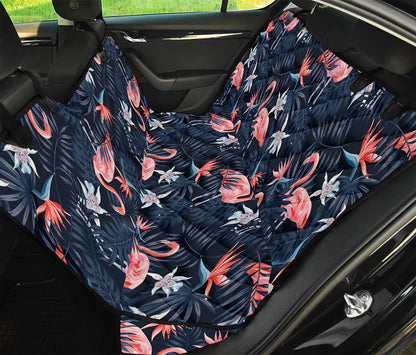 Dark Tropical Flamingo Pattern Print Pet Car Back Seat Cover