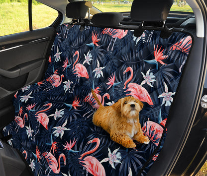 Dark Tropical Flamingo Pattern Print Pet Car Back Seat Cover