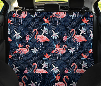 Dark Tropical Flamingo Pattern Print Pet Car Back Seat Cover