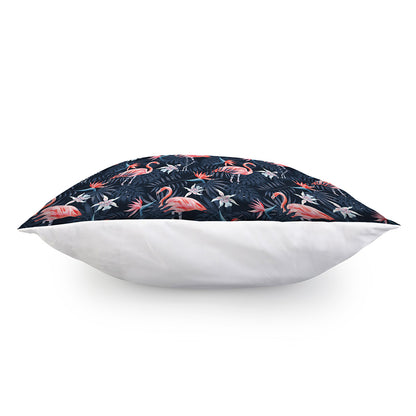Dark Tropical Flamingo Pattern Print Pillow Cover