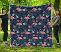 Dark Tropical Flamingo Pattern Print Quilt