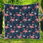 Dark Tropical Flamingo Pattern Print Quilt