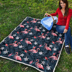 Dark Tropical Flamingo Pattern Print Quilt