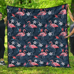 Dark Tropical Flamingo Pattern Print Quilt