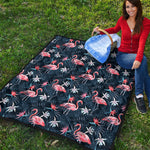 Dark Tropical Flamingo Pattern Print Quilt