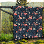 Dark Tropical Flamingo Pattern Print Quilt