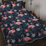 Dark Tropical Flamingo Pattern Print Quilt Bed Set