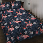 Dark Tropical Flamingo Pattern Print Quilt Bed Set