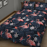 Dark Tropical Flamingo Pattern Print Quilt Bed Set