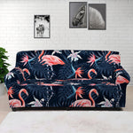 Dark Tropical Flamingo Pattern Print Sofa Cover