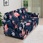Dark Tropical Flamingo Pattern Print Sofa Cover