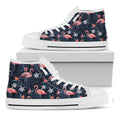 Dark Tropical Flamingo Pattern Print White High Top Sneakers