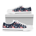 Dark Tropical Flamingo Pattern Print White Low Top Sneakers