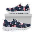 Dark Tropical Flamingo Pattern Print White Running Shoes