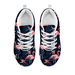 Dark Tropical Flamingo Pattern Print White Sneakers