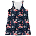 Dark Tropical Flamingo Pattern Print Women's Racerback Tank Top