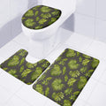 Dark Tropical Leaf Pattern Print 3 Piece Bath Mat Set