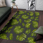 Dark Tropical Leaf Pattern Print Area Rug GearFrost