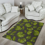 Dark Tropical Leaf Pattern Print Area Rug GearFrost