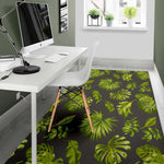 Dark Tropical Leaf Pattern Print Area Rug GearFrost