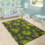 Dark Tropical Leaf Pattern Print Area Rug GearFrost