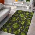Dark Tropical Leaf Pattern Print Floor Mat