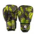 Dark Tropical Leaf Pattern Print Boxing Gloves