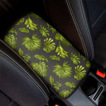 Dark Tropical Leaf Pattern Print Car Center Console Cover