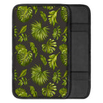 Dark Tropical Leaf Pattern Print Car Center Console Cover