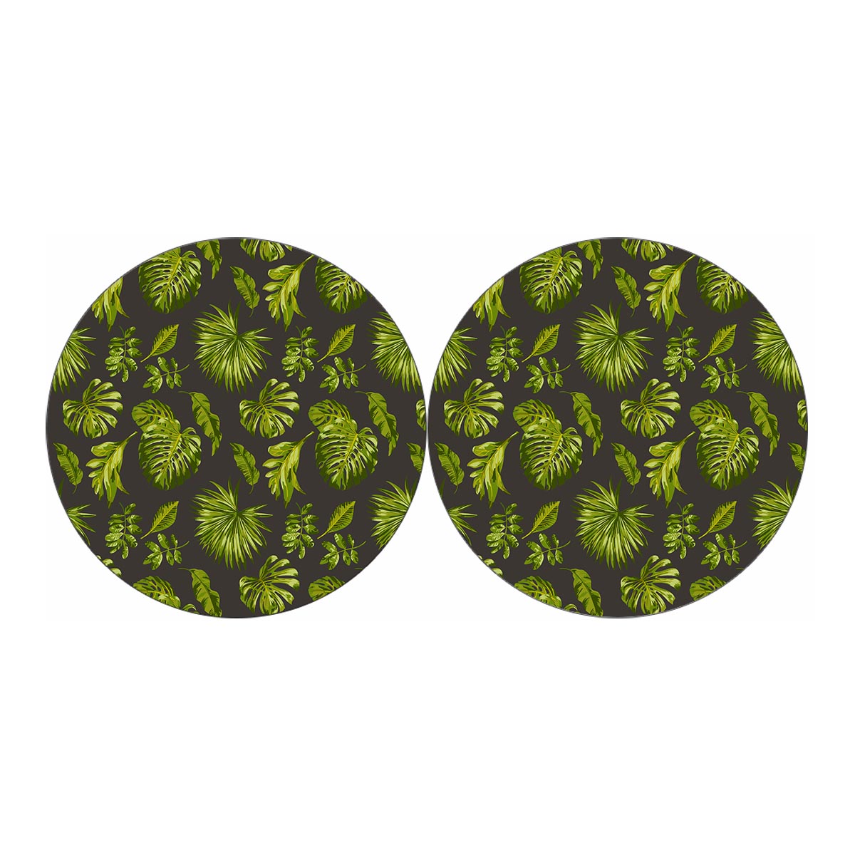 Dark Tropical Leaf Pattern Print Car Coasters