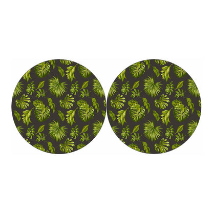 Dark Tropical Leaf Pattern Print Car Coasters