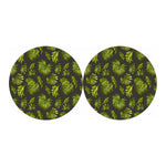 Dark Tropical Leaf Pattern Print Car Coasters