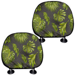 Dark Tropical Leaf Pattern Print Car Headrest Covers