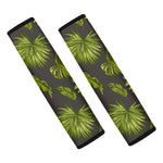 Dark Tropical Leaf Pattern Print Car Seat Belt Covers