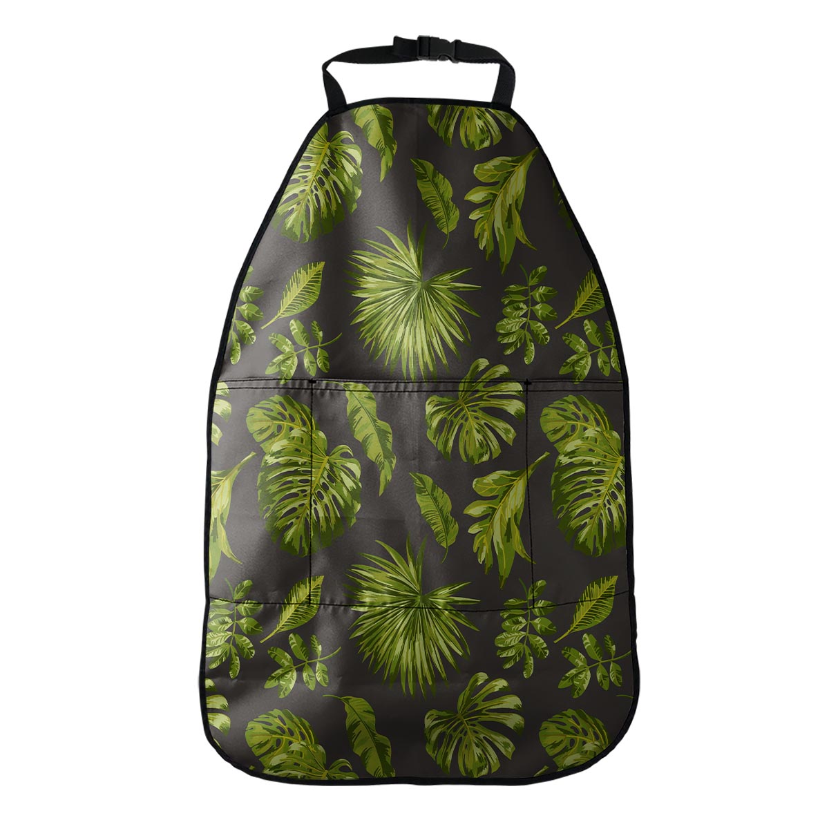 Dark Tropical Leaf Pattern Print Car Seat Organizers