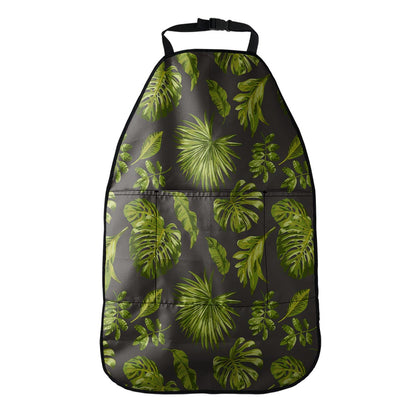 Dark Tropical Leaf Pattern Print Car Seat Organizers