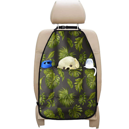 Dark Tropical Leaf Pattern Print Car Seat Organizers