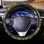 Dark Tropical Leaf Pattern Print Car Steering Wheel Cover