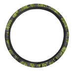 Dark Tropical Leaf Pattern Print Car Steering Wheel Cover