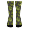 Dark Tropical Leaf Pattern Print Crew Socks