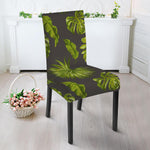 Dark Tropical Leaf Pattern Print Dining Chair Slipcover
