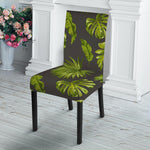 Dark Tropical Leaf Pattern Print Dining Chair Slipcover
